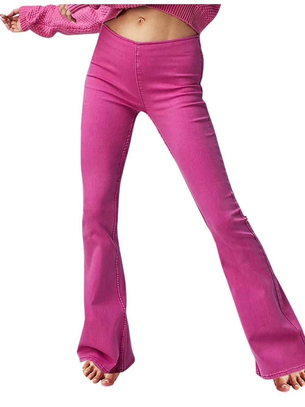 Free People Hot Pink Flare Jeans